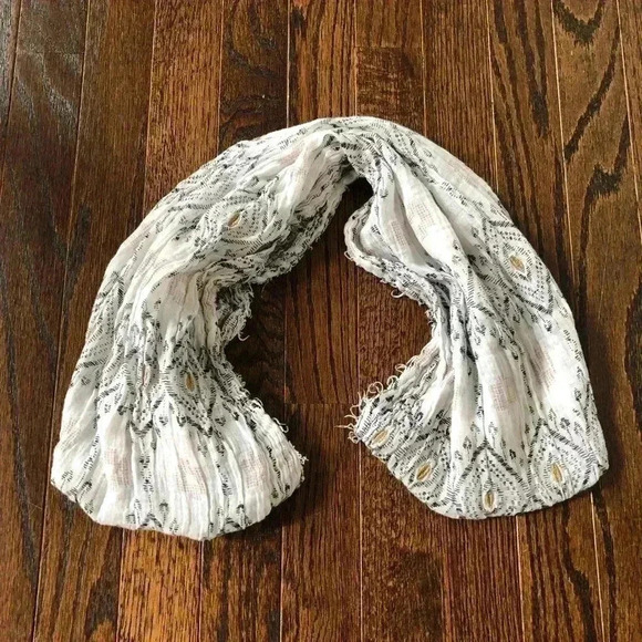 American Eagle Outfitters Accessories - Vintage American Eagle Infinity Scarf - Black/White/Pink w/ Gold Appliqué